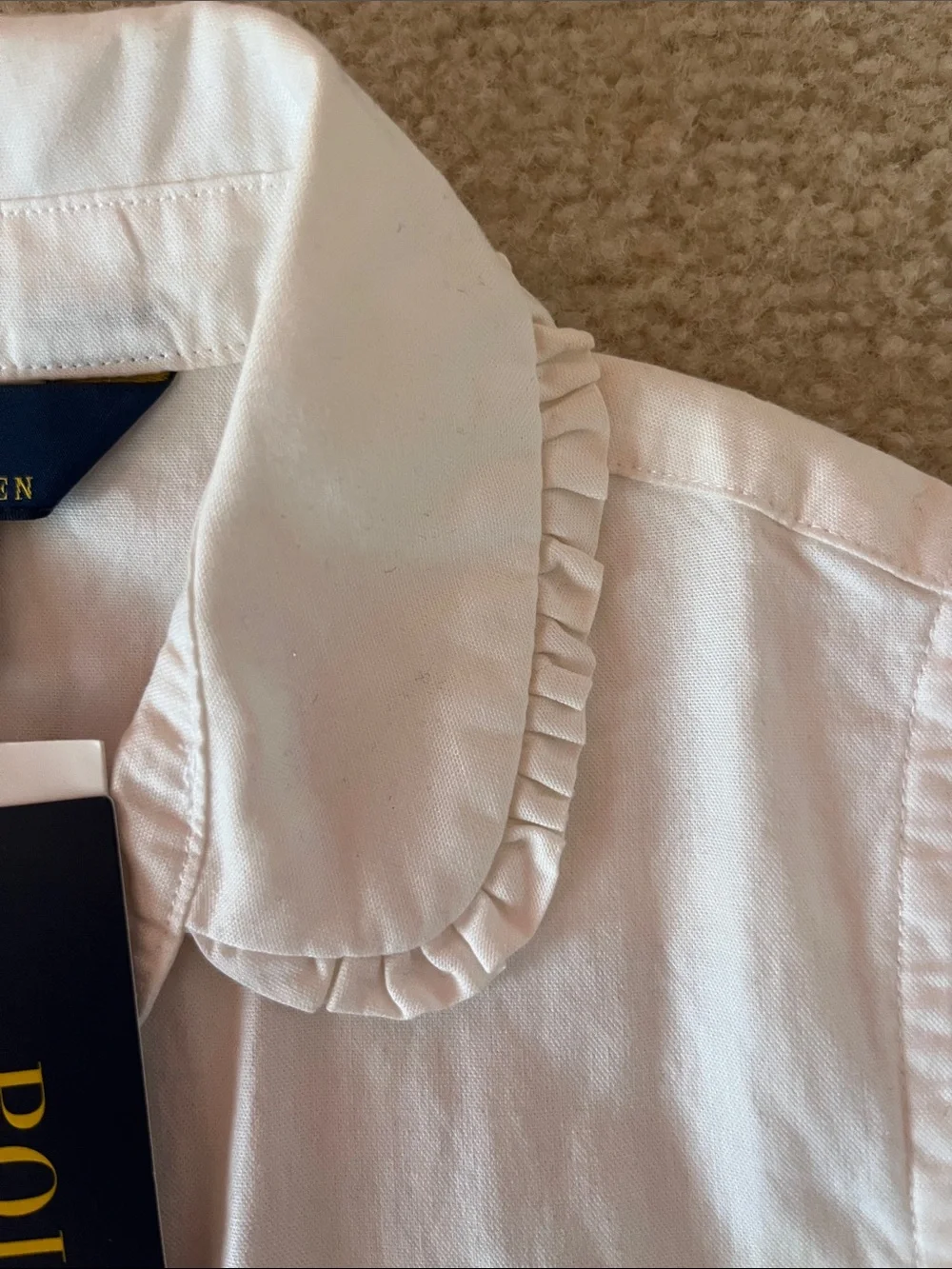 Polo by Ralph Lauren Off White Short-Sleeve Button-Down Shirt